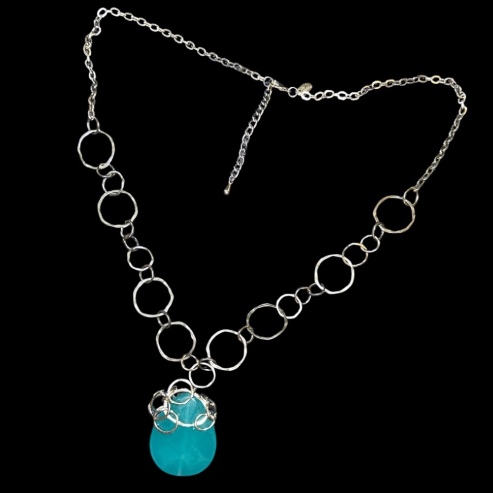 LIA SOPHIA "SHORE LINE" NECKLACE - TURQUOISE-TEARDROP - Picture 4 of 4